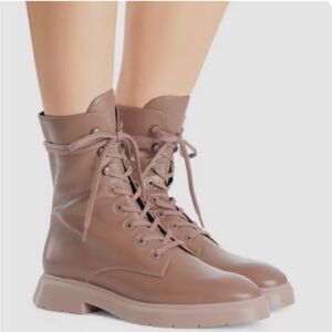 New Stuart Weitzman McKenzie Combat Leather Ankle Boots
